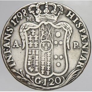 Itálie - Neapol a Sicílie. Ferdinand IV. (1759-99). 120 grana 1798 P/M. KM-66b, Davenport-1409. dr. hry