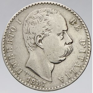 Itálie. Umberto I. (1878-1900). 2 lira 1887 R. KM-23