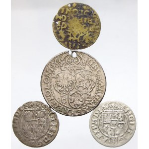 Polsko. VI groš 1596 (dvojitá dírka), III groš 162? (mosazné FALZUM, 2x dírka), poltorak 1623, 1624