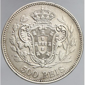 Portugalsko. Manuel II. (1908-10). 500 reis 1908. KM-547. dr. hry, n. škr.