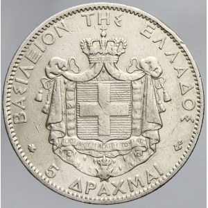 Řecko. Jiří I. (1863-1912). 5 drachma 1876. KM-46. vl. škr.
