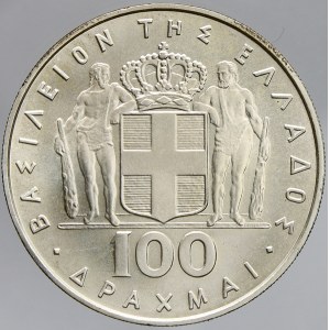 Řecko. Konstantin II. (1964-73). 100 drachma b.l. (1970), raženo v Kremnici. KM-94