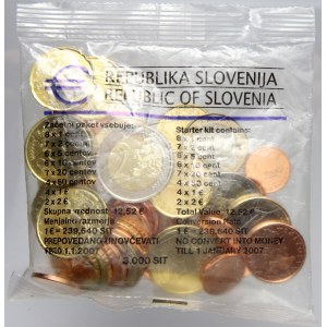 Slovinsko. Startovací balíček eurových mincí 2007 (12.52 € = 3000 SIT)