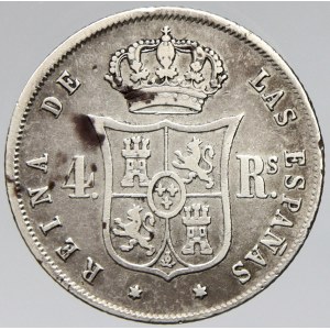 Španělsko. Isabela II. (1833-68). 4 real 1862. KM-29.2. skvrnka