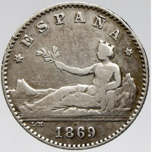 Španělsko. Provizorium (1868-71). 50 centimos 1869 S-M. KM-56 (651). hr.