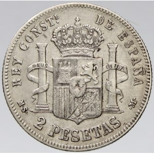 Španělsko. Alfonso XII. (1874-85). 2 peseta 1883 MS-M. KM-76 (678.2). n. hry