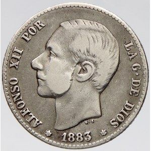 Španělsko. 1 peseta 1883 MS-M. KM-B76 (686)