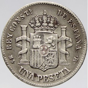 Španělsko. 1 peseta 1883 MS-M. KM-B76 (686)
