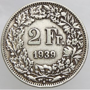 Švýcarsko. 2 frank 1939 B