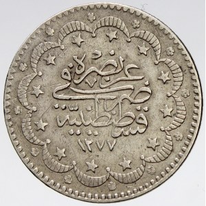 Turecko. Adul Aziz (1861-76). 5 piastr AH 1277/12. KM-691