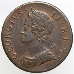Velká Británie. Jiří II. (1727-60). ½ pence 1749. KM-579.2. patina