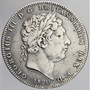 Velká Británie. Jiří III. (1760-1820). 1 crown 1820. KM-675
