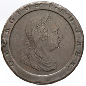Velká Británie. 2 pence 1797. KM-619. hrany, patina