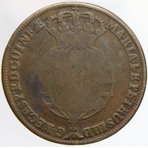 Angola. 2 macutas b.l. (1837), kontramarka na minci 1 macuta 1785. KM-51.2