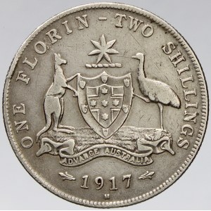 Austrálie. Jiří V. 2 shilling 1917 M. KM-27