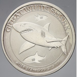 Austrálie. 50 cent 2014 žralok (Ag ½ OZ). KM-nové