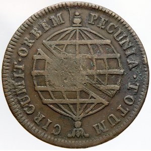 Brazílie. 80 reis b.l. (1809), kontramarka na minci 40 reis 1790. KM-290.2. dr. vada mat.