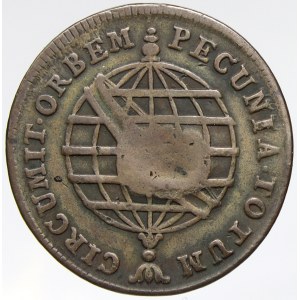 Brazílie. 20 reis b.l. (1809), kontramarka na minci 10 reis 1790. KM-273.1