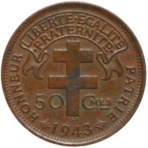 Francouzská Rovníková Afrika. 50 cen. 1943 SA. KM-1a