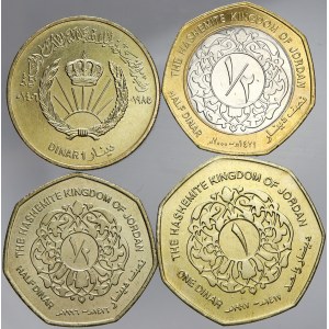 Jordánsko. 1 dinar 1985, 1997; ½ dinar 1996, 2000. KM-47, 59, 58, 79