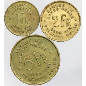 Kongo - Belgické. 1 frank 1944, 2 frank1947, 5 frank 1945. KM-26, 28, 29