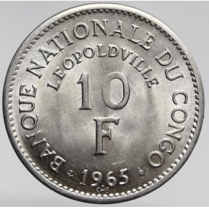 Kongo. 10 frank 1965. KM-1