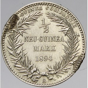 Nová Guinea - Německá. ½ rupie 1894. KM-4. stopa po sponě