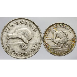 Nový Zéland. 2 shilling 1934, 1 shilling 1934. KM-4, 3