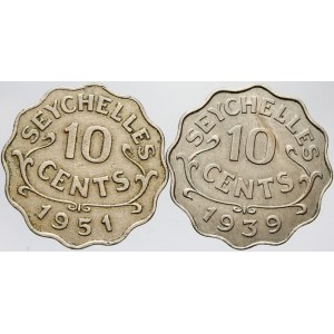 Seychely. 10 c. 1939, 10 c. 1951. KM-1, 8