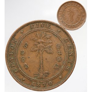 Sri Lanka - Ceylon. 5 cent 1870; ¼ cent 1898. KM-90, 93