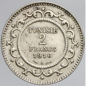 Tunisko. 2 Fr. 1916. KM-239