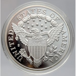 USA. REPLIKA 1 dollar 1804 z řady „Nejznámější repliky mincí“. Cu postř. 40 mm, plexi pouzdro, číslovaný (č. 07124...