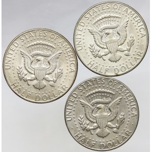 USA. ½ dollar 1967 (2x), 1969 D. KM-202a