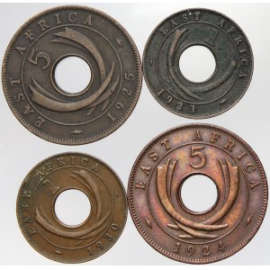 Východní Afrika. 1 cent 1923, 1930; 5 cent 1924, 1925. KM-22, 18