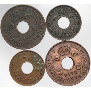 Východní Afrika. 1 cent 1923, 1930; 5 cent 1924, 1925. KM-22, 18