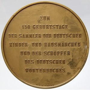 Bratři Grimmové b.l. (1935).  Dvouportrét, opis / nápisy. Sign. Schindler. Bronz 60,5 mm (63,7 g...