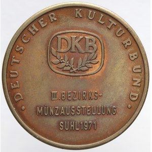 Německo - DDR.  III. okresní setkání numismatiků, Suhl 1971. Portrét J. V. Doell, opis / logo DKB, opis a nápis...