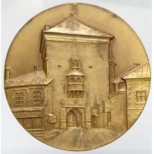 Svobodné báňské město Kremnica. Kremnický hrad, opis / městská brána. Bronz 60 mm (98,2 g)