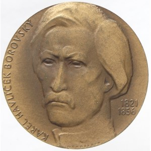 K. H. Borovský 1971. Portrét, opis / lev s knihou, opis. Bronz 35 mm