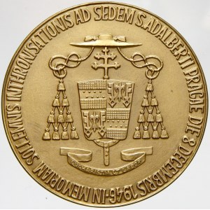 Praha arcibiskupství - Josef Beran 1946. Bronz 50 mm