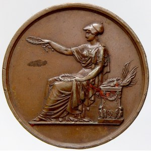 Medaile sdružení za výuku mladých dívek založené na Sorbonně 1867. Ve věnci ryté věnování b.l., opis ...