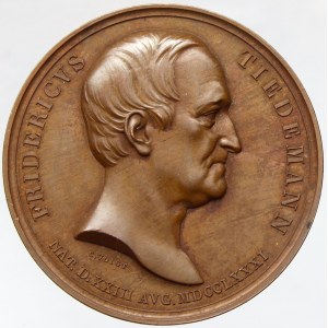 Friedrich Tiedemann  (1781 - 1861, německý zoolog, anatom a fyziolog) . 50. výročí udělení doktorátu 1854. Portrét...