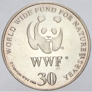 30 let World Wide Fun 1986. Panda, opis / velryby, opis. Ag 0.999 (20,24 g) 38,4 mm