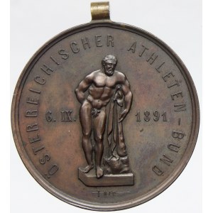 Rakouský atletický spolek 6.IX.1891 Vídeň. Stojící antický atlet, datum, opis / ve věnci náps II PREIS, opis. Sign...