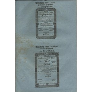 Cirkulář c.k. českého zemského Gubernia z 8.6. 1813 k vydání 2 a 5 Gulden 1813. Ri.-51+52Fc...