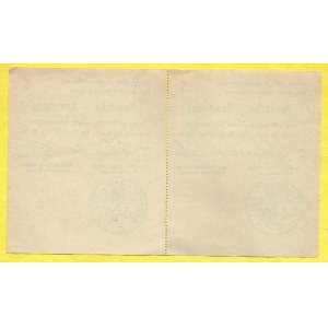 Unčín.  (ok. Ústí n.L.). Poukázka na odběr potravin v hodnotě 5 Kč 1938, českoněmecký text, 2x razítko...