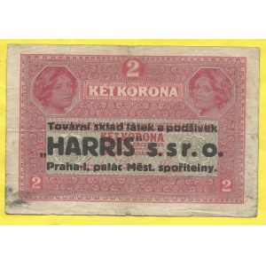 Praha . Harris reklamní přítisk na 2K 1917