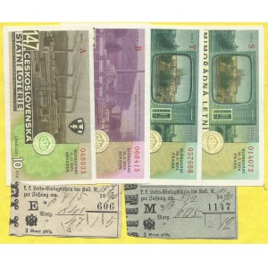 Lotynka 1890, našedlý a namodralý papír. ČSLO 147, 153, mimořádná letní loterie 1974 (2x)
