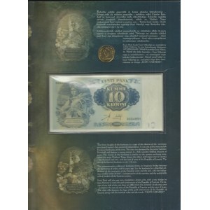 1 Kroon + 10 Krooni 2008 90 let republiky v pamětním folderu