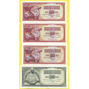 100 dinara 1978, 81, 86, s. ZA, ZA, ZB. 500 dinara 1981, s. ZA. Barac-Y83d, e, f, 88d